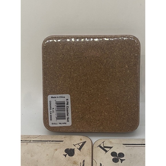 4 CASINO Vegas POKER COASTERS Game Night Party Bar Drink Beverage Saver - Picture 4 of 9